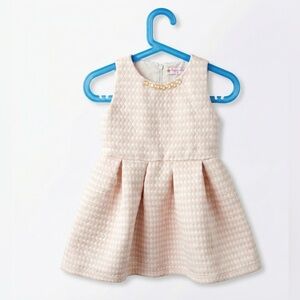 Peppermint Girls Dress Size 3T Pink White Quilted Diamond Sleeveless Jewel